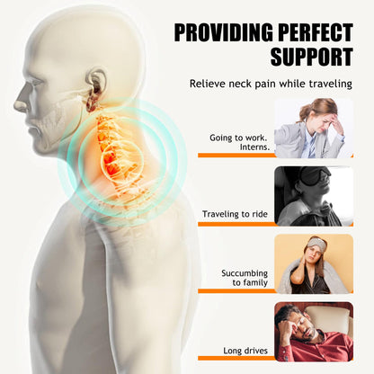 Travel Neck Pillows for Airplanes Or Trains, 360° Head Support Sleep for Long Flight, Skin-Friendly and Breathable, Kit with 3D Contoured Eye Mask, Earplugs and Storage Bag Gifts for Family