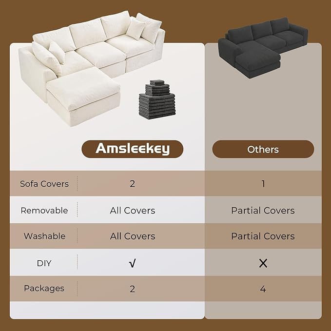 Amsleekey 108" Cloud Sectional Couches,