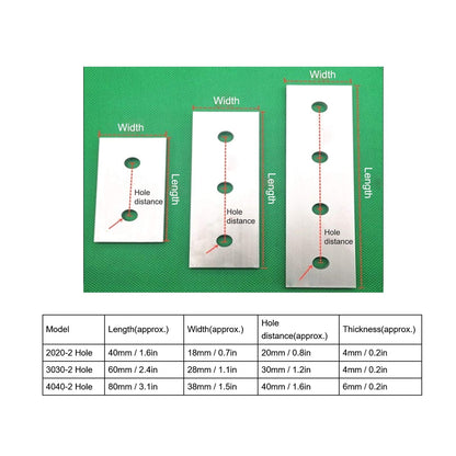 Kodrily 10Pcs Aluminum Extrusion Joining Plate Aluminum Flat Straight Brackets, Vertical Connecting Reinforcement Plate Flat, 2 Hole Plate Fittings for Frame Structure, 4040