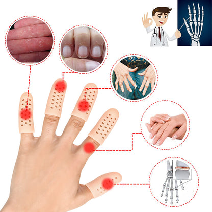 Pnrskter Gel Finger Cots, Finger Protector Support (14 PCS, Breathable NEW MATERIAL), Finger Sleeves Great for Trigger Finger, Hand Eczema, Finger Cracking, Finger Arthritis and More.