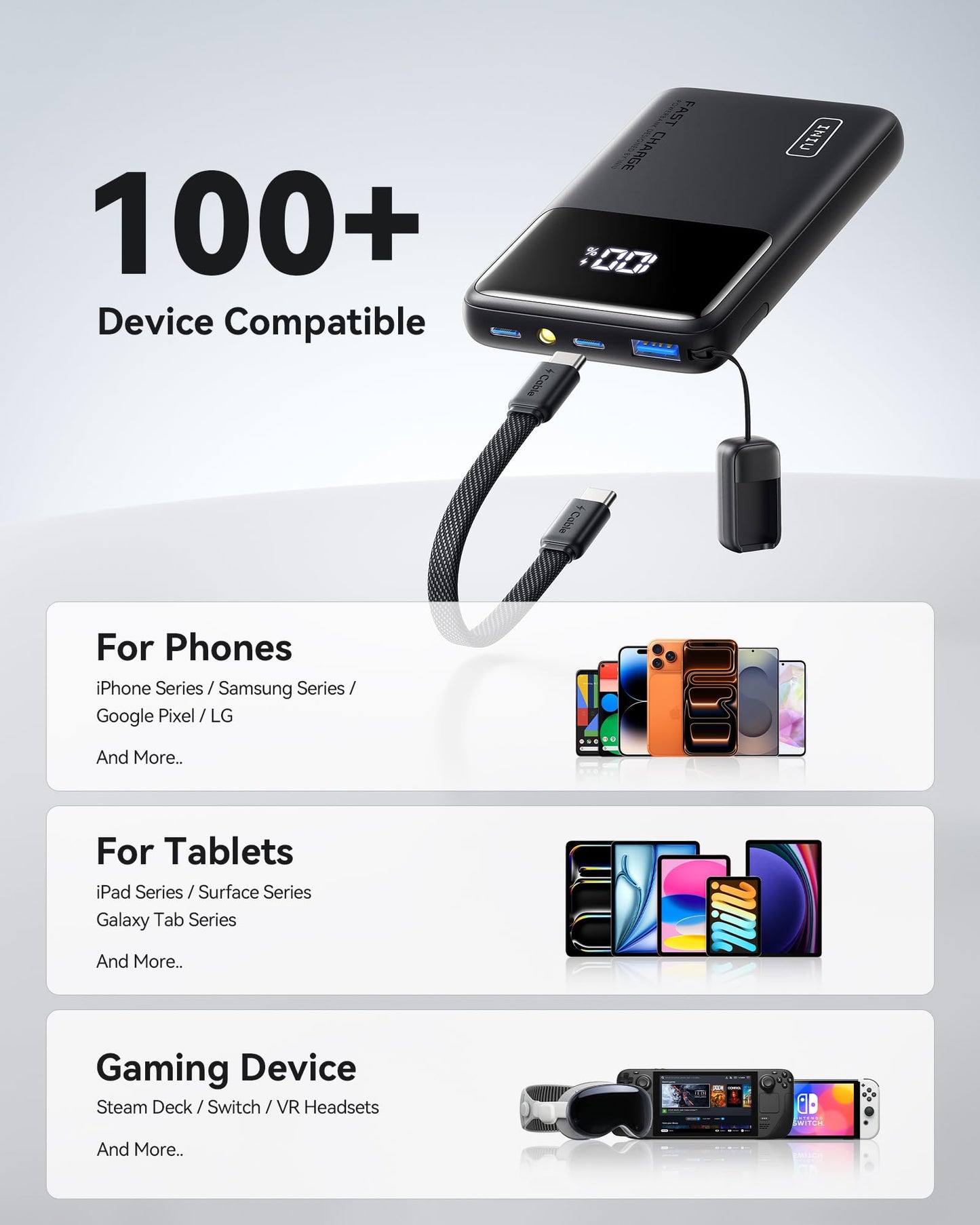 INIU Portable Charger, Slimmest Fast Charging 10000mAh USB C in/Out Power Bank, 22.5W PD3.0 QC4+ Battery Pack, Portable Phone Charger for iPhone 16 15 14 13 12 Pro Samsung S22 S21 Google AirPods iPad
