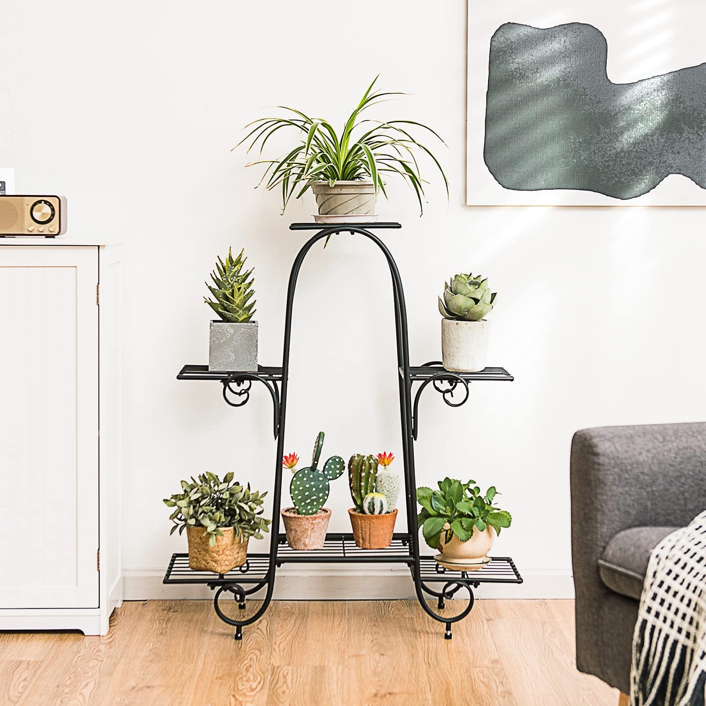 Giantex 6 Tiers Metal Plant Stand Flower Pots Holder, Plant Display Rack for Patio Garden Balcony Home, Indoor Outdoor Storage Shelf Decorative Planter Vertical Flowerpot Holder