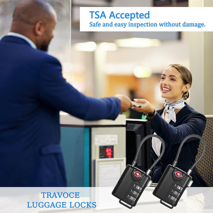 2 PCS TSA Locks for Luggage, Small Combination Lock,Luggage Locks TSA Approved, for Locker Lock, Travel Suitcase, Gun Case, Backpack Zipper, Ammo Can, with 2PCS Spare 007 Master Key