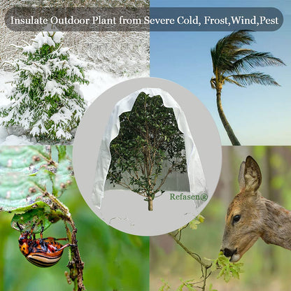 Refasen Plant Covers Freeze Protection,90”H X75”W 2.2oz Frost Blankets for Outdoor Plants Frost Cloth with Zipper Drawstring-Protect Trees Shrubs from Cold Frost Wind Pest