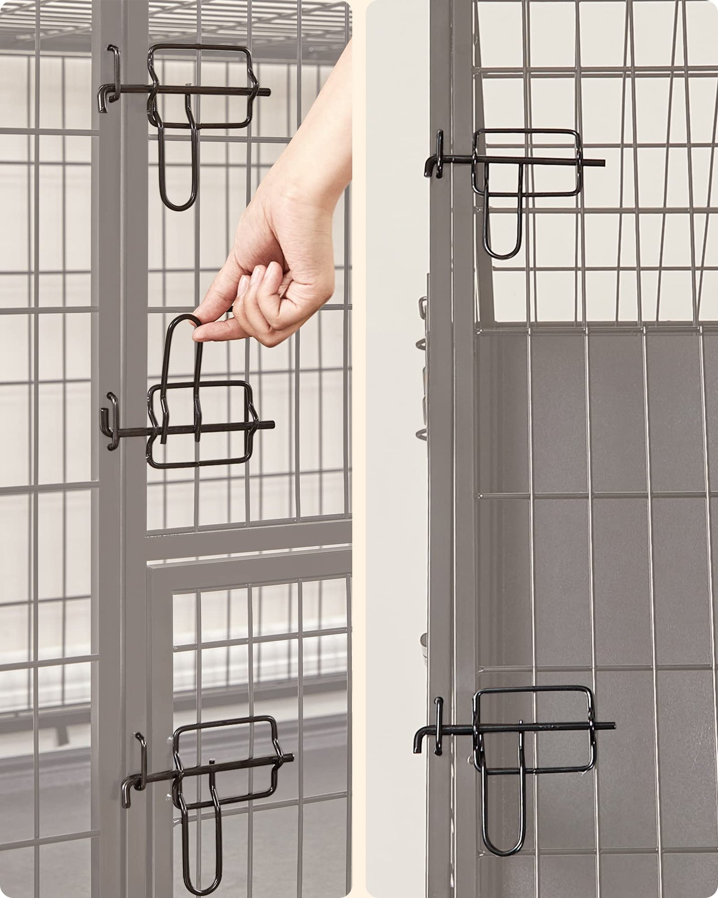 Feandrea Heavy-Duty Dog Crate, Dog Cage, 122 x 74.5 x 80.5 cm, for Medium and Large Dogs, Double Removable Door, Easy Cleaning, Pet Cage, XXL, Black PPD003B01