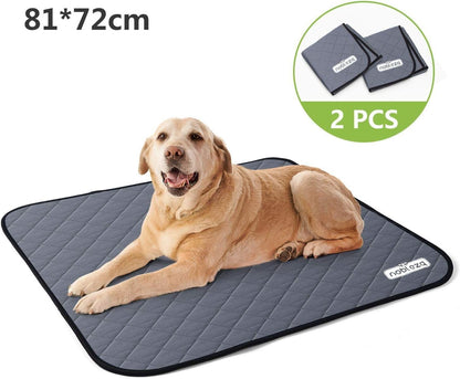 Nobleza 2 Pack Washable Puppy Pads Reusable, Large 81x72cm Dog Training Mat, Super Absorbent Leak-proof Incontinence Pet Pee Pad, Waterproof Non-slip Bottom Whelping Pads for Cat Rabbit