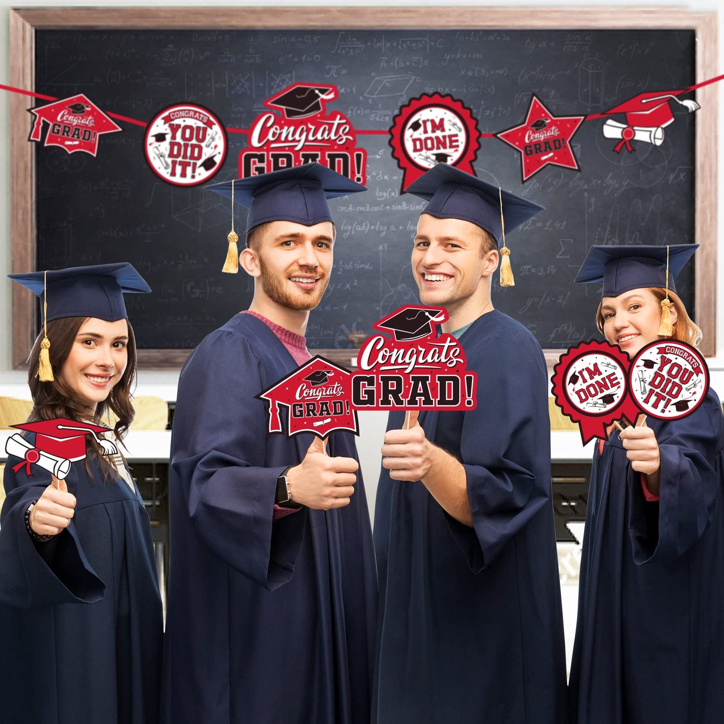 30PCS Graduation Party Decorations Class of 2023 Congrats Grad Table Centerpiece，Graduation Table Decorations，Congratulate Graduation Centerpiece Sticks Table Toppers for Graduation Party
