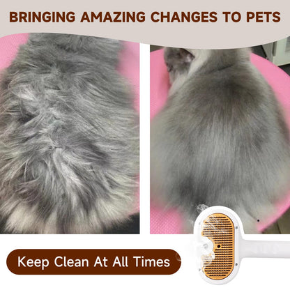 Steam Brush for Dog & Cat – 3-in-1 Pet Spray Hair Removal Comb – Pet Grooming & Shedding Steam – Includes 2*Waterless Shampoo – Water Brush for Long & Short Haired Pets – Defur Spritz Comb