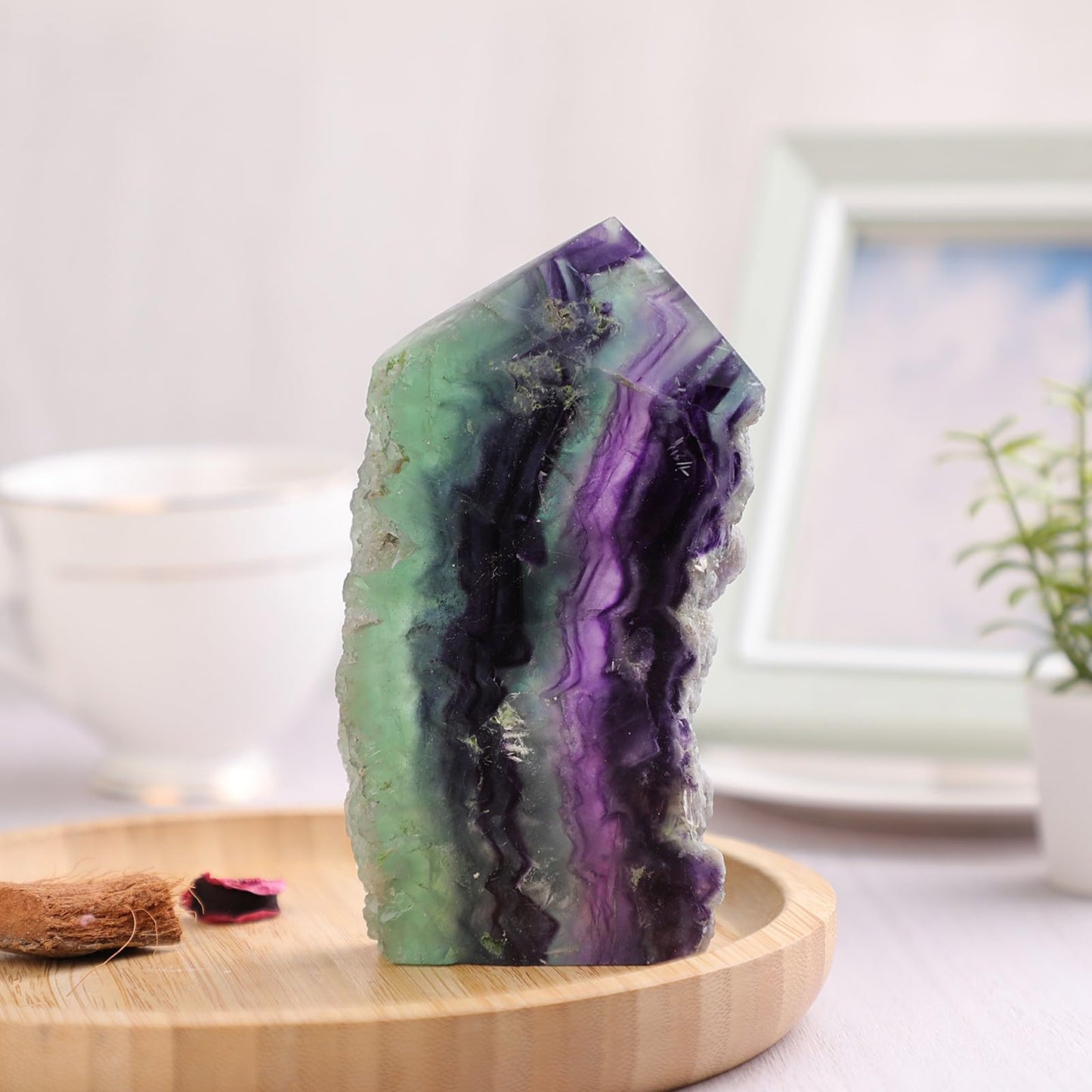 Sportmusies Natural Fluorite Crystal Mineral Specimen Decoration for Home Office, Irregular-Shaped Spiritual Stone Healing Meditation Yoga, 3.93-6.1 inches