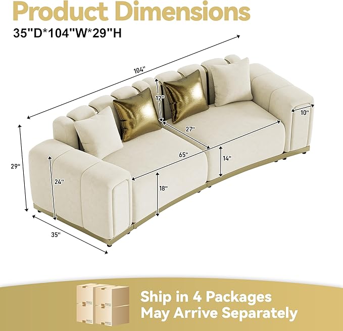 104" Oversized Velvet Chesterfield Couch
