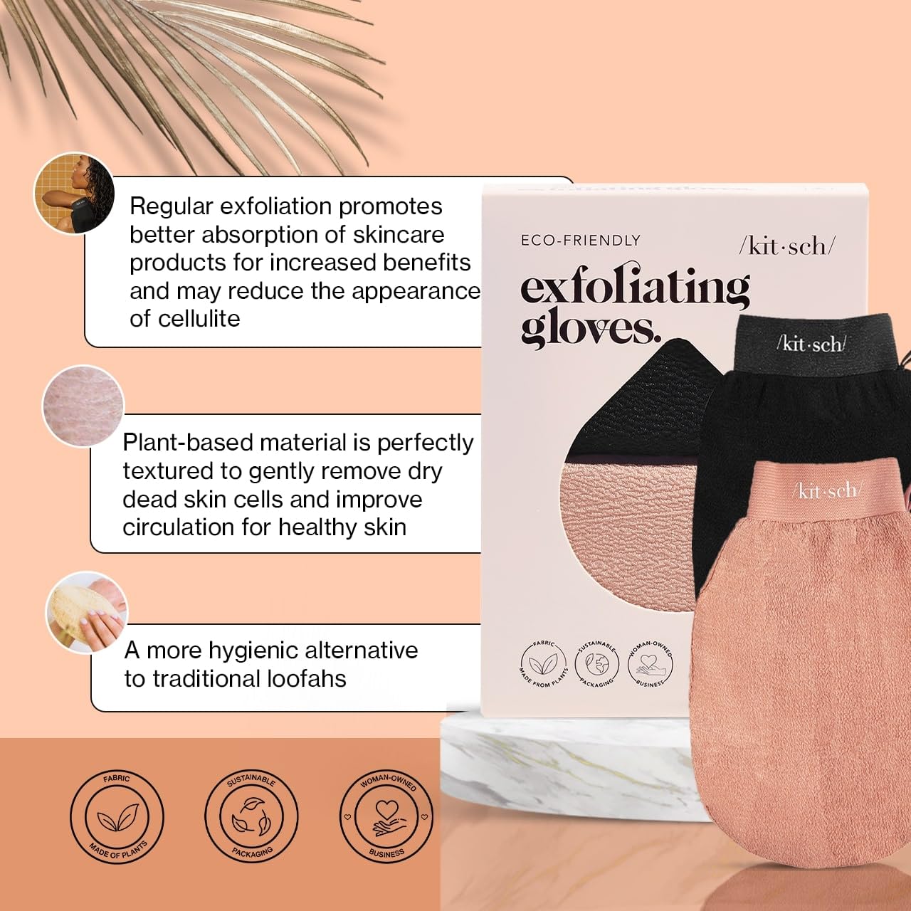 Kitsch Exfoliating Glove – Korean Exfoliating Mitt & Deep Exfoliating Body Scrubber for Shower, Bath | Body Exfoliator, Dead Skin Remover | Skin Care for Smooth, Renewed Skin - 1pc, Leopard