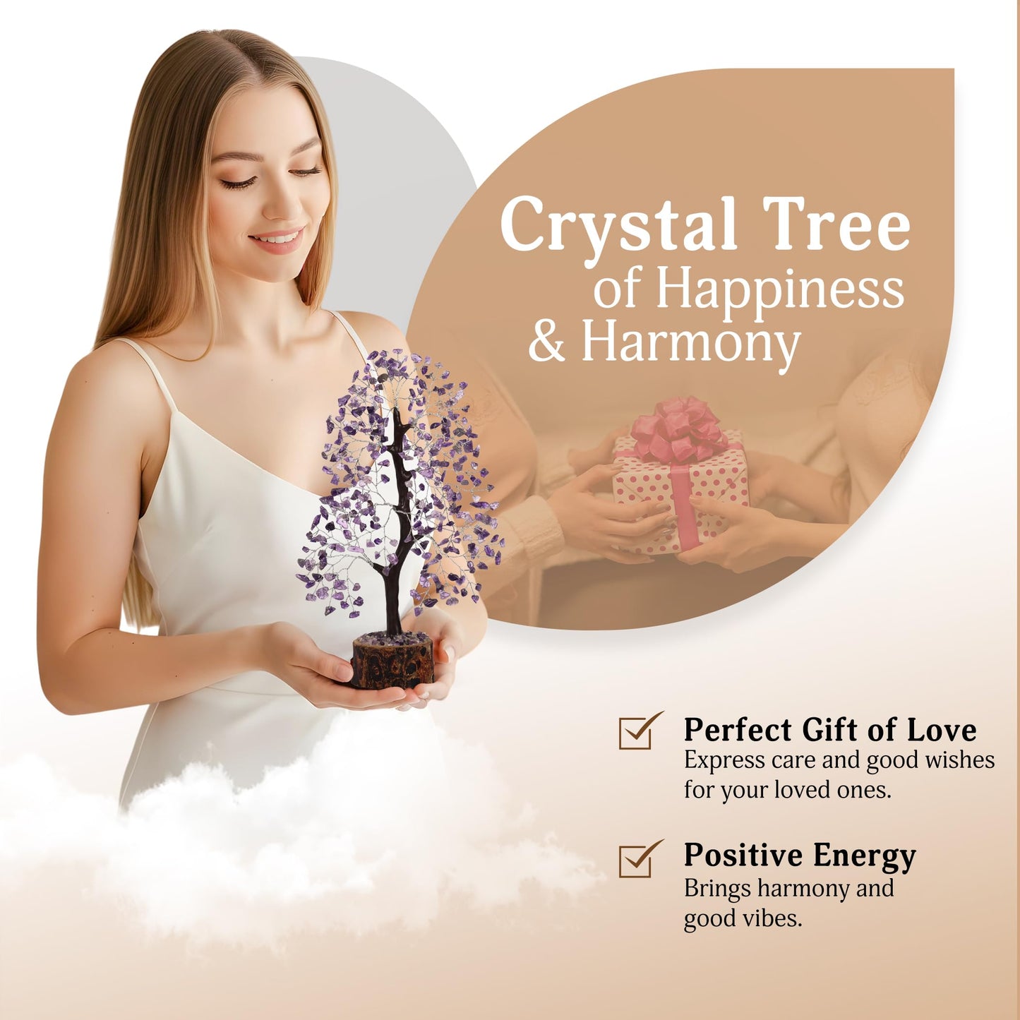 YATSKIA Amethyst Tree, Crystal Tree for Positive Energy, Amethyst Crystals, Gemstone Feng Shui Decor, Crystals and Healing Stones, Unique Home Decor Gifts