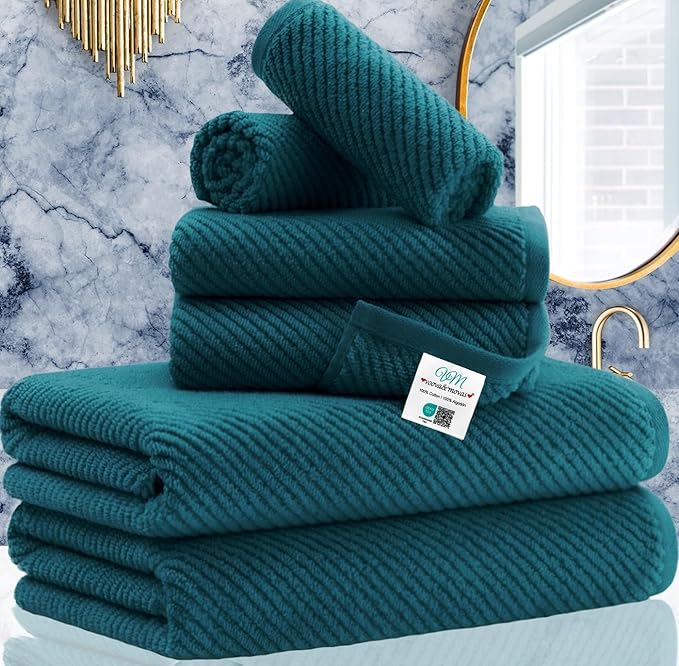 Bathroom Towels, 6 Piece Towel Set