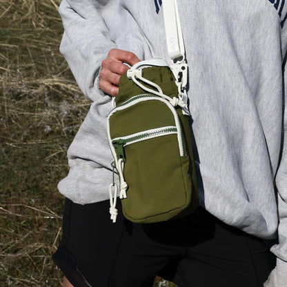 Thread Wallets Aqua Sling - Carry Your Water Bottle with Pockets for Cash, Phone, and Keys (Olive)