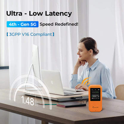 RoamWiFi 5G Mobile Hotspot WiFi6-4nm Chip | 10GB US/CA/MX + 1GB Global Internet Data (170+ Countries) | High-Speed for 16 Devices | 5000mAh Battery, 20H Standby, USB3.1, No SIM Needed Travel Wi-Fi