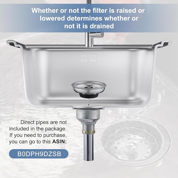 ZM Kitchen Sink Stainless Steel Deep Locking Basket Strainer