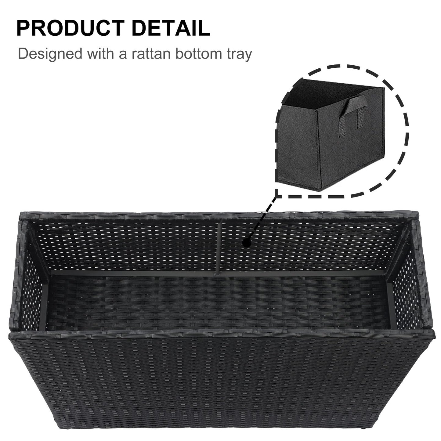 SUNNYPARK Tall Rectangular Planter with Removable Liner, All-Weather PE Rattan Large Modern Planters Indoor Outdoor Flower Plant Pots Garden Box Patio Yard Front Porch Deck