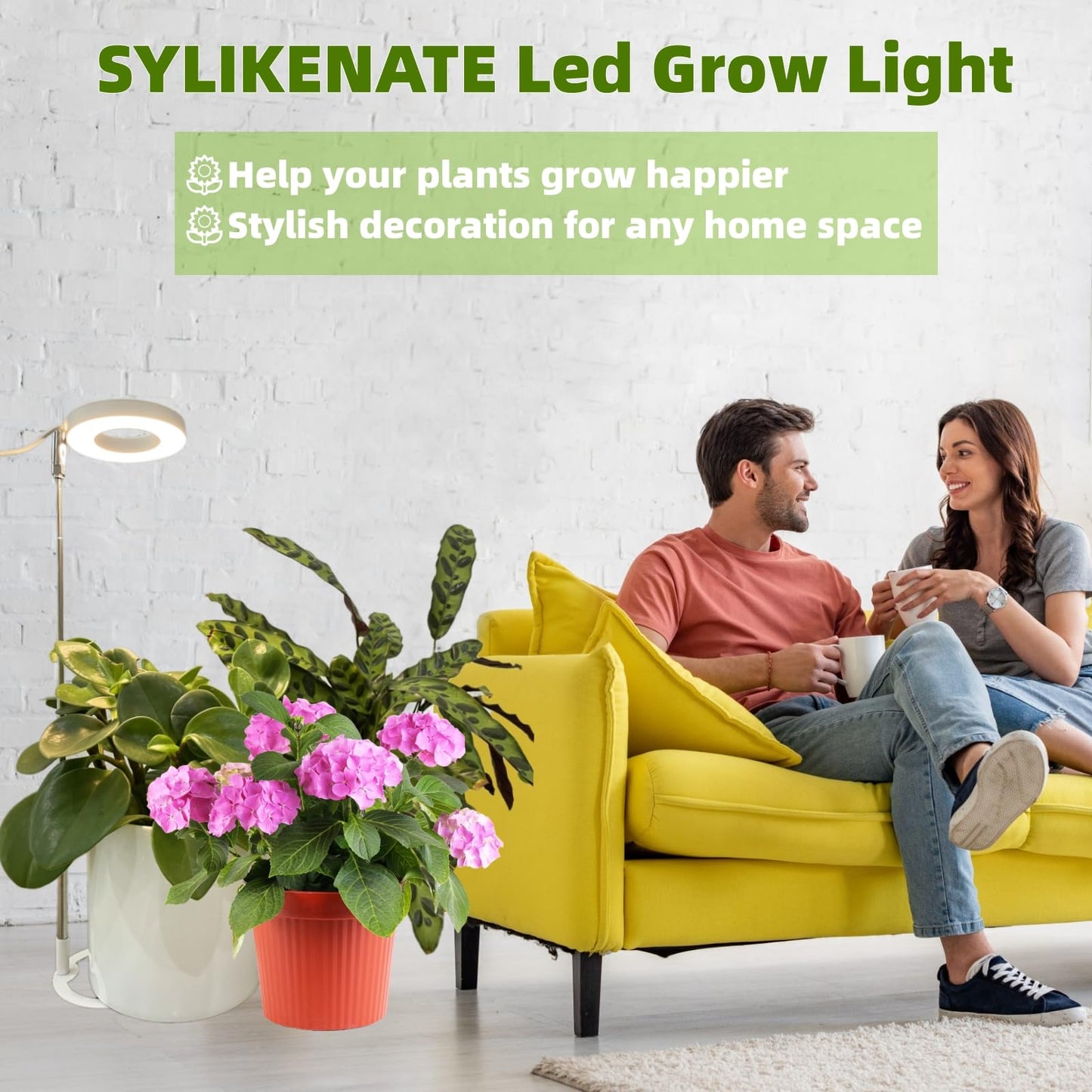 SYLIKENATE LED Grow Light for Indoor Plants, Full Spectrum led Grow Light,Mini Halo Grow Lights for Small Plants,Height Adjustable Growing Lamp,3 Modes,3/9/12h Automatic Timer,10 Dimmable Brightness