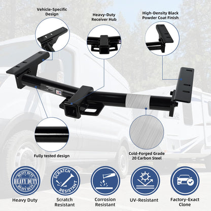 Paanlok Class 3 Trailer Hitch for 2015-2025 Ford Transit 150/250 & 2015-2024 Transit 350, 2022-2024 E-Transit | 8,000LBS Weight Distribution, Bolt-On 2 Inch Receiver, Heavy Duty Carbon Steel