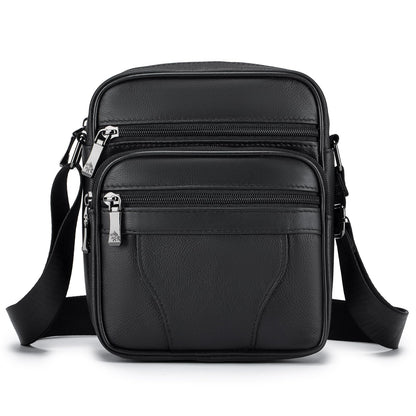BAGZY Mens Genuine Cowhide Leather Shoulder Bag Ipad Case Bag Messenger Bag Crossbody Satchel Handbag Top-handle Travel Business bag for Kindle Tablet Wallet Purse Mobile Phones Black