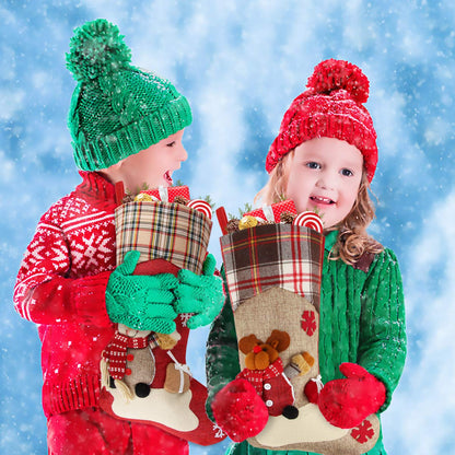 Dreampark Christmas Stockings Bulk 4 Pcs - 18" Classic Xmas Stockings Set of 4 - Santa Snowman Reindeer Penguin Christmas Stocking Decorations Home Decor Party Supplies & Kids Gifts