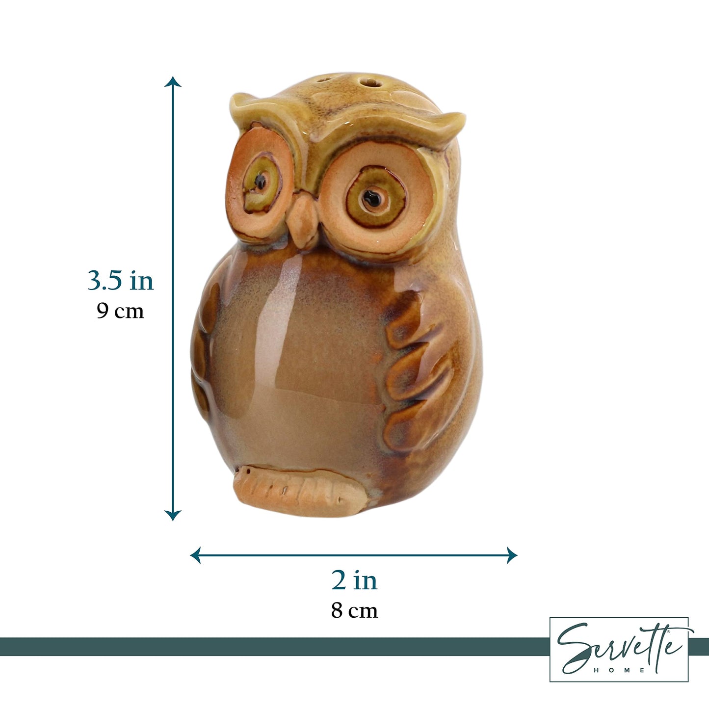 Ceramic Owl Salt and Pepper Shaker Collectors Kitchen Décor - Green