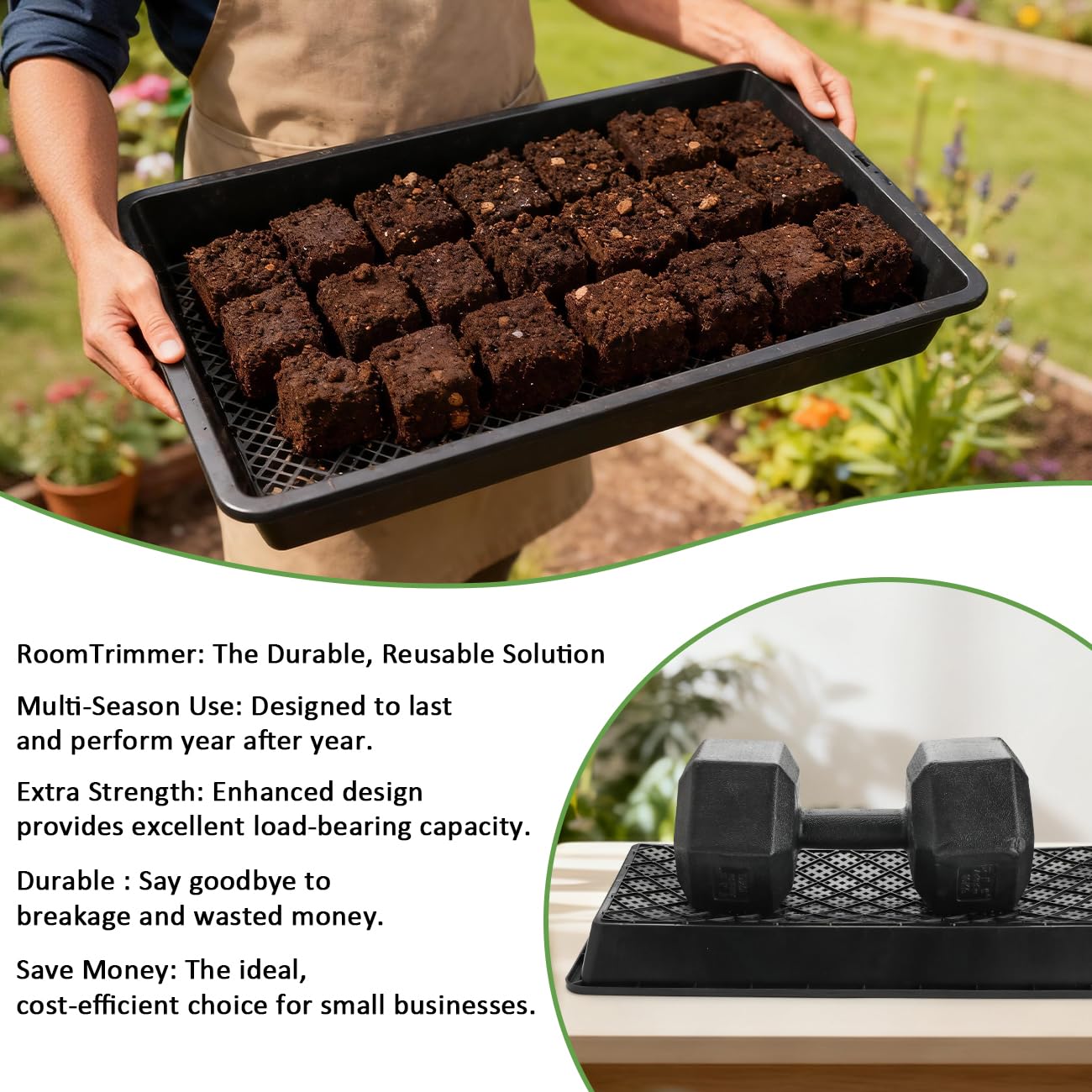 RooTrimmer 10 Pack 1020 Mesh Trays, Extra Strength 1020 Mesh Bottom Trays with Holes, 20'' x 10'', Heavy Duty Propagation Flats for Microgreens, Seed Starting, Soil Blocks, Hydroponics & Wheatgrass