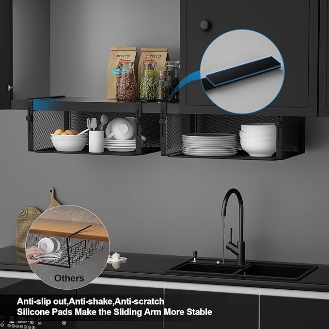 2Pack Under Shelf Basket Organizer, Adjustable Hanging Holder