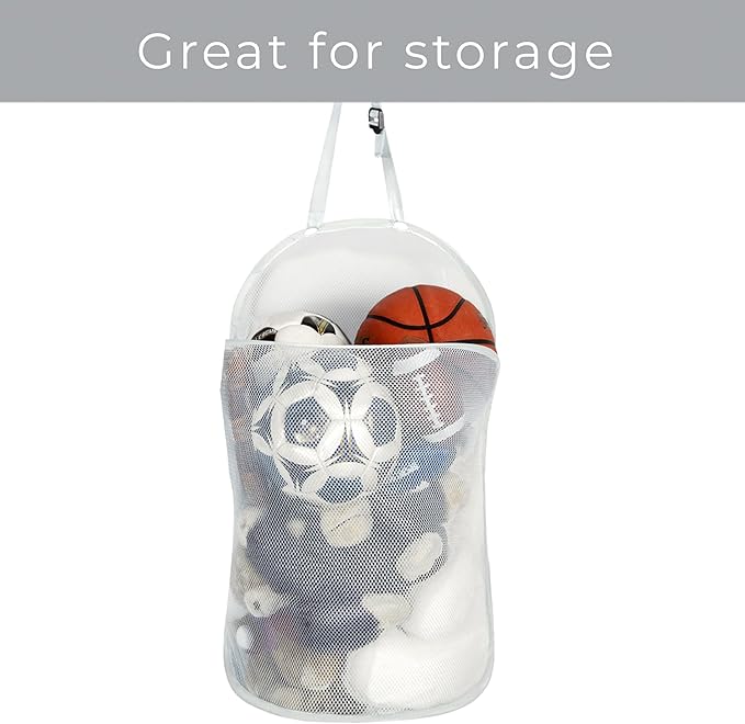 Smart Design Deluxe Mesh Over The Door Pop Up Hamper w/ Hook & Adjustable Strap