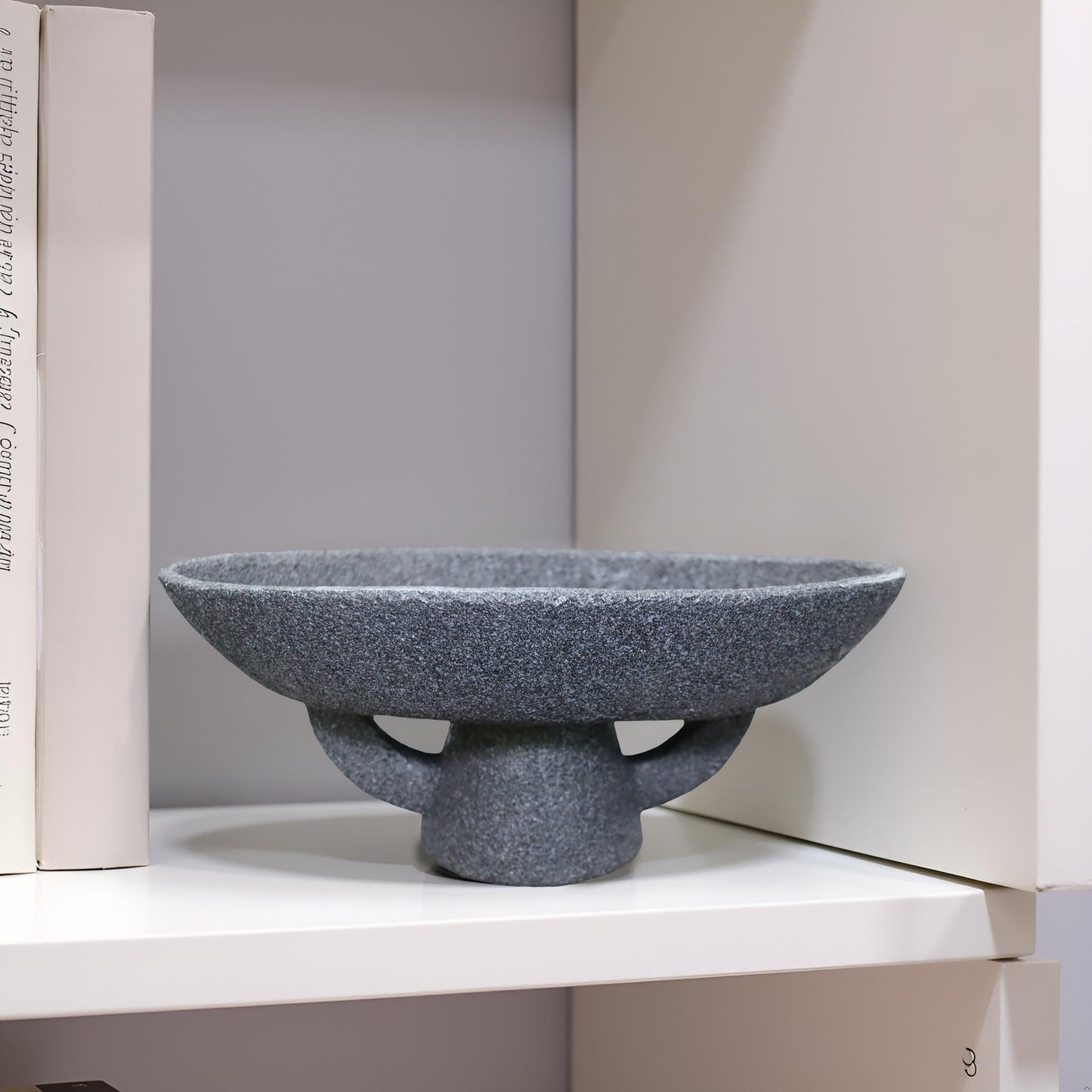Boho Modern Decorative Bowl decor - Multi functional modern home Pedestal decoration bowl,Handicraft Bowls,Stylish Key Bowl for Entry Table,Fruit Bowls for Kitchen Counter,Artificial Stone Black