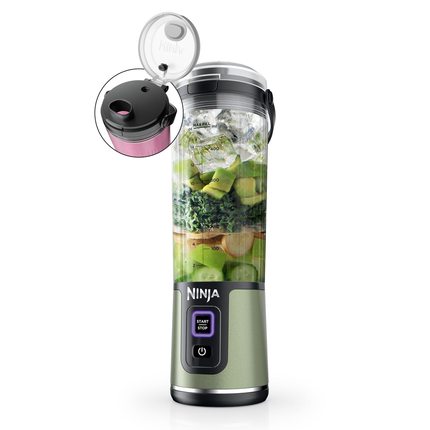 Ninja BC151BK Blast Portable Blender, Cordless, 18oz. Vessel, Personal Blender-for Shakes & Smoothies, BPA Free, Leakproof-Lid & Sip Spout, USB-C Rechargeable, Dishwasher Safe Parts, Black