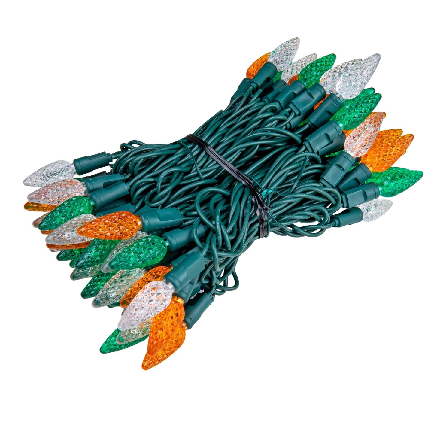 ‎‎‎Novelty Lights 24FT 70 LED C6 LED St. Patrick's Day String Lights, Outdoor Christmas Tree Commercial Grade LED String Lights, Christmas Lights Outdoor Tree Decorations Outdoor (Green/White/Orange)