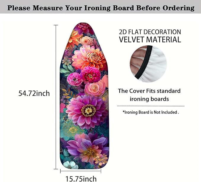 Nuxovilar Colorful Floral Pattern Ironing Board Cover, 15×54 inch, Fits Most