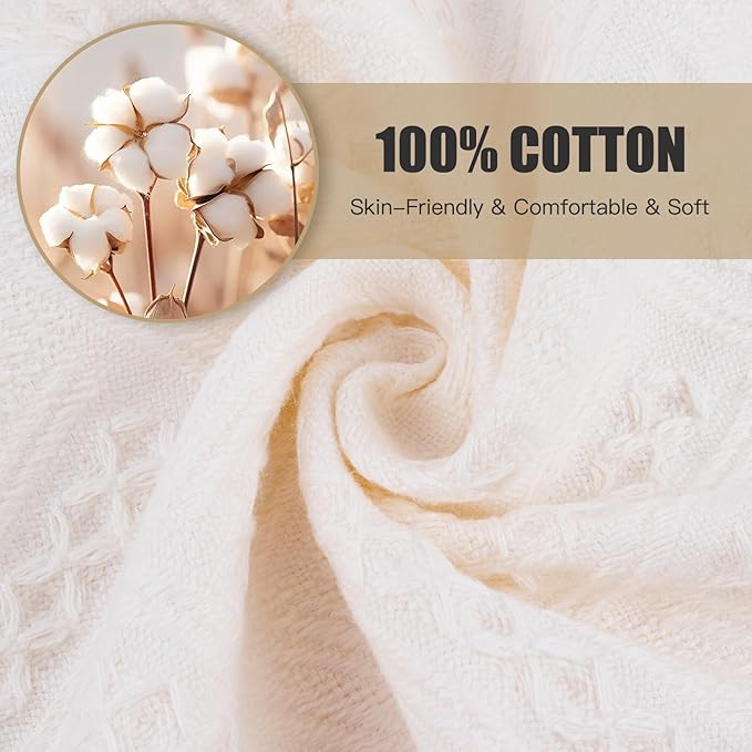 Boho Bathroom Decor Hand Towel 4 Pack 100% Turkish Cotton 14 x 30 Inch Boho