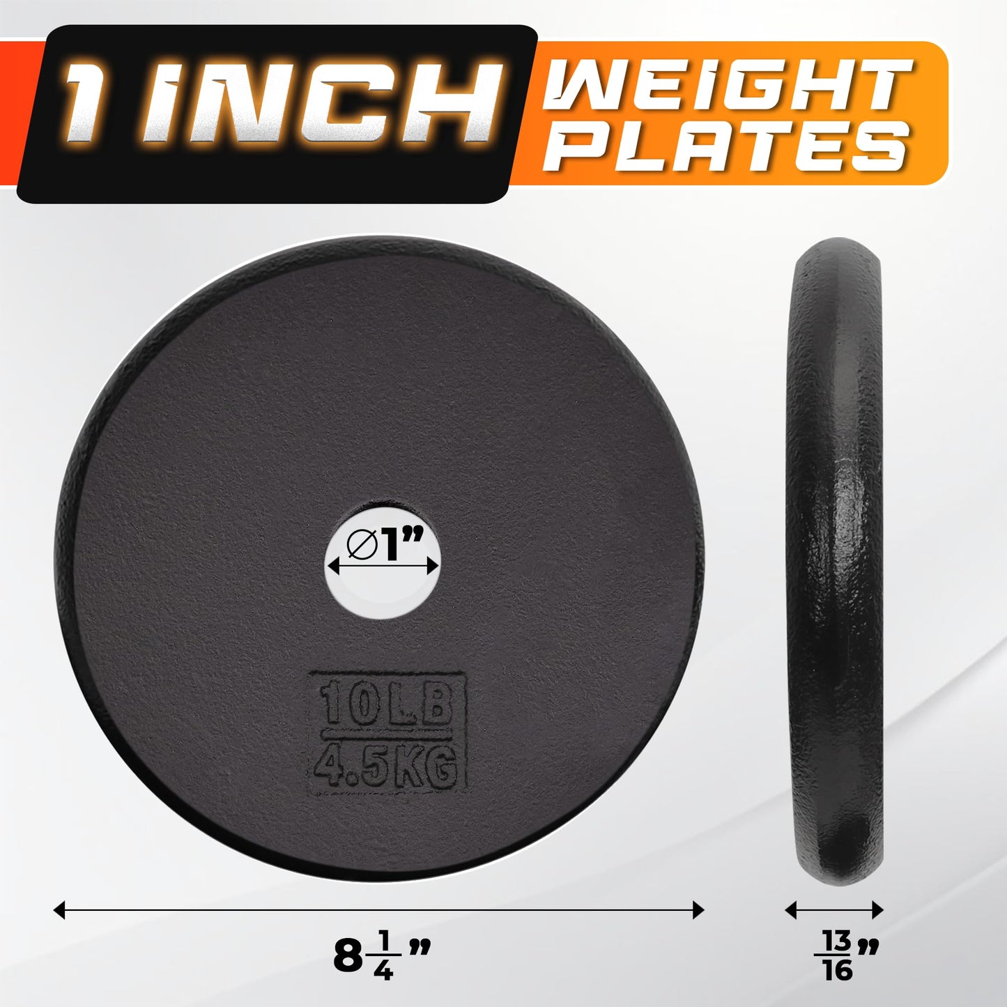Yes4All Standard 1" Cast Iron Weight Plate - Ideal for Strength Training - Multiple Weight: 5LB to 25LB (Single & Set of 4)