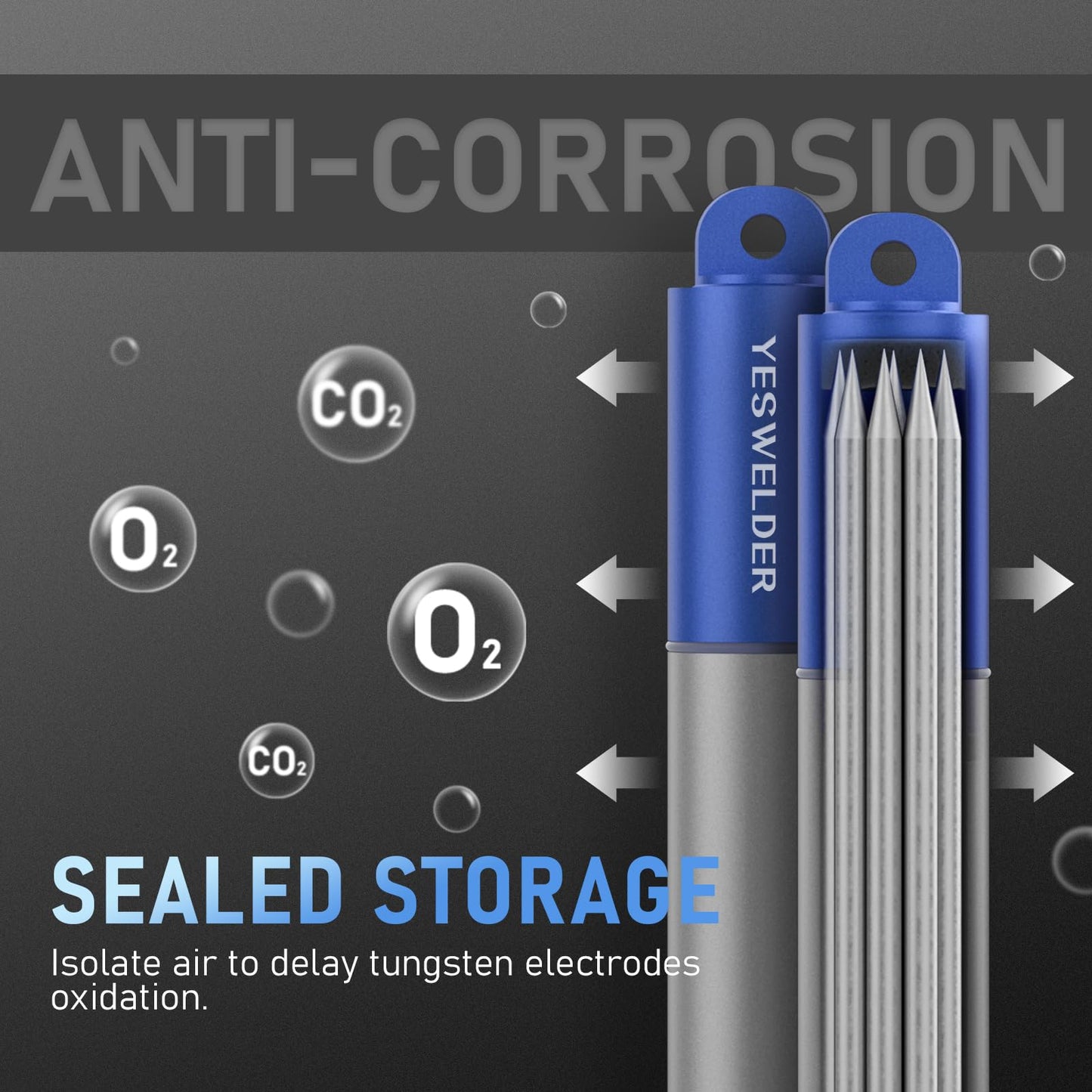 YESWELDER TIG Tungsten Electrode Blue Storage Tube for WL20 Welding Tungsten Rod