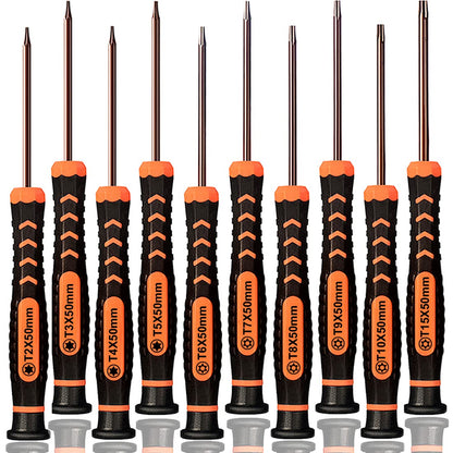 Torx Screwdriver Set of T2-T15, TECKMAN 10-Piece Magnetic Small Torx Security Screwdrivers with T2 T3 T4 T5 T6 T7 T8 T9 T10 T15 Star Screwdriver Tool Kit for Xbox,PS3,PS4,Knife,Computer & Other Device