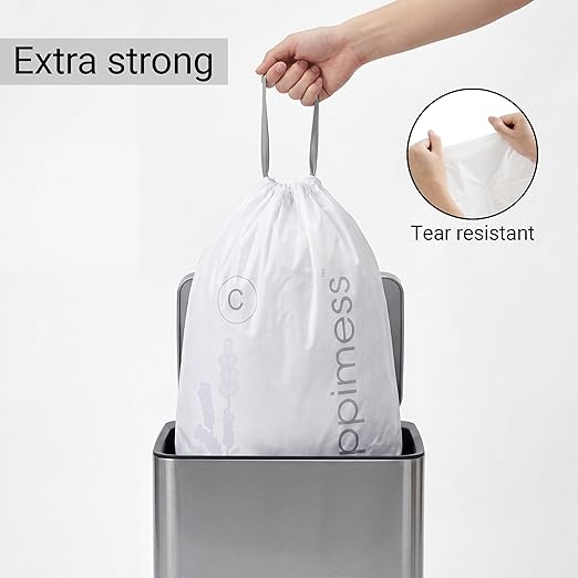 happimess 13.2 Gallon Drawstring Trash Bags, Lavender Scent, Heavy Duty MDPE