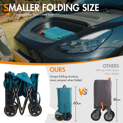 Portal Festival Trolley on Wheels Camping Trolley Cart with Brakes Heavy Duty Beach Wagon Pull along Collapsible Hand Truck Trailer Buggy for Picnic Garden Event Utility Pet 200L