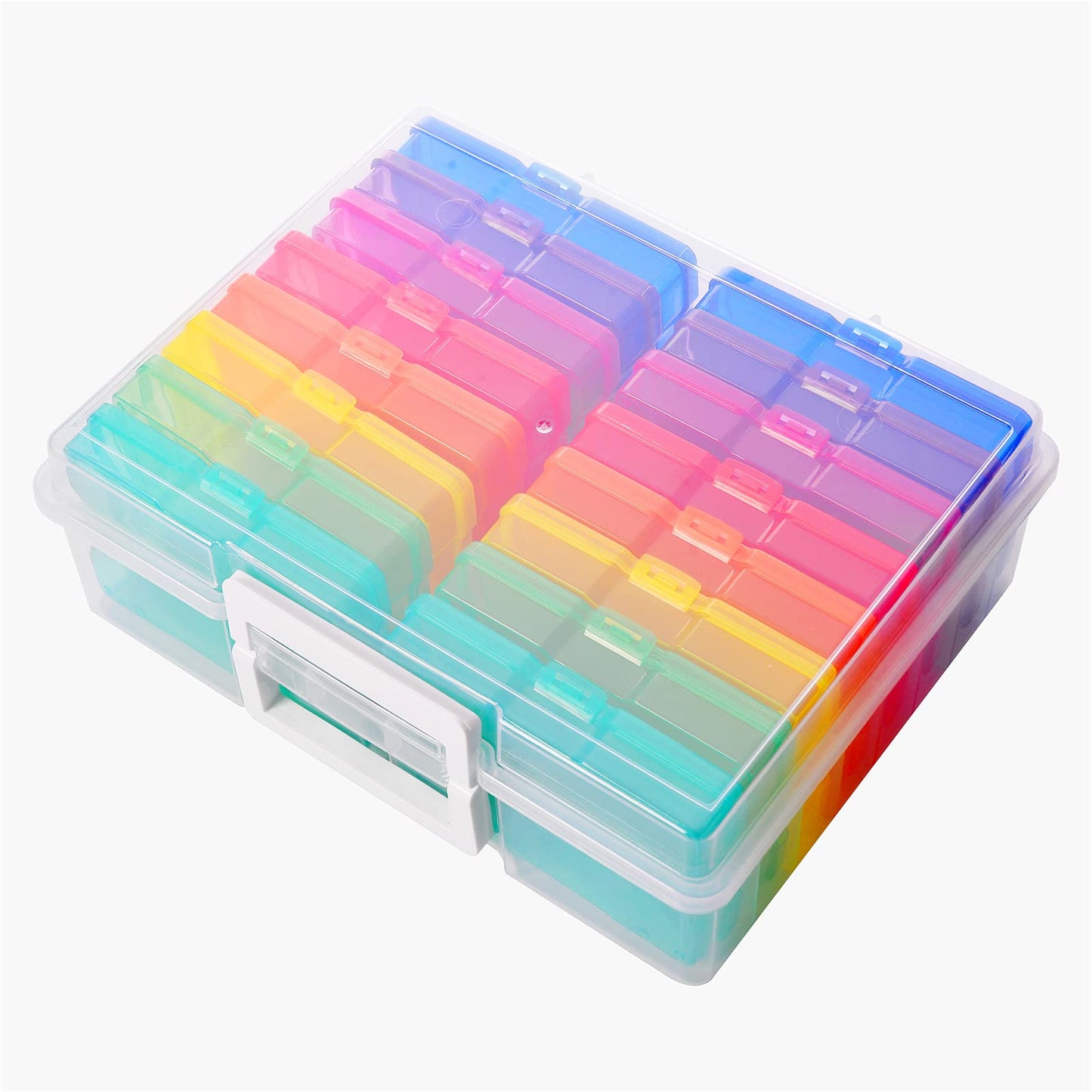 Zuvo - Photo Storage Box With 16 Coloured Cases And Removable Dividers For Multipurpose Organizing Photographs, Stamps, Stationery, Jewellery, Seed, Toys, Arts And Craft