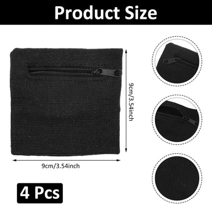 4Pcs Wrist Wallet,Wrist Sweatbands with Zipper Wrist Pouch for Women Men Running Walking Hiking Jogging Sports Sweatband Key Card Coin Storage（Black White）