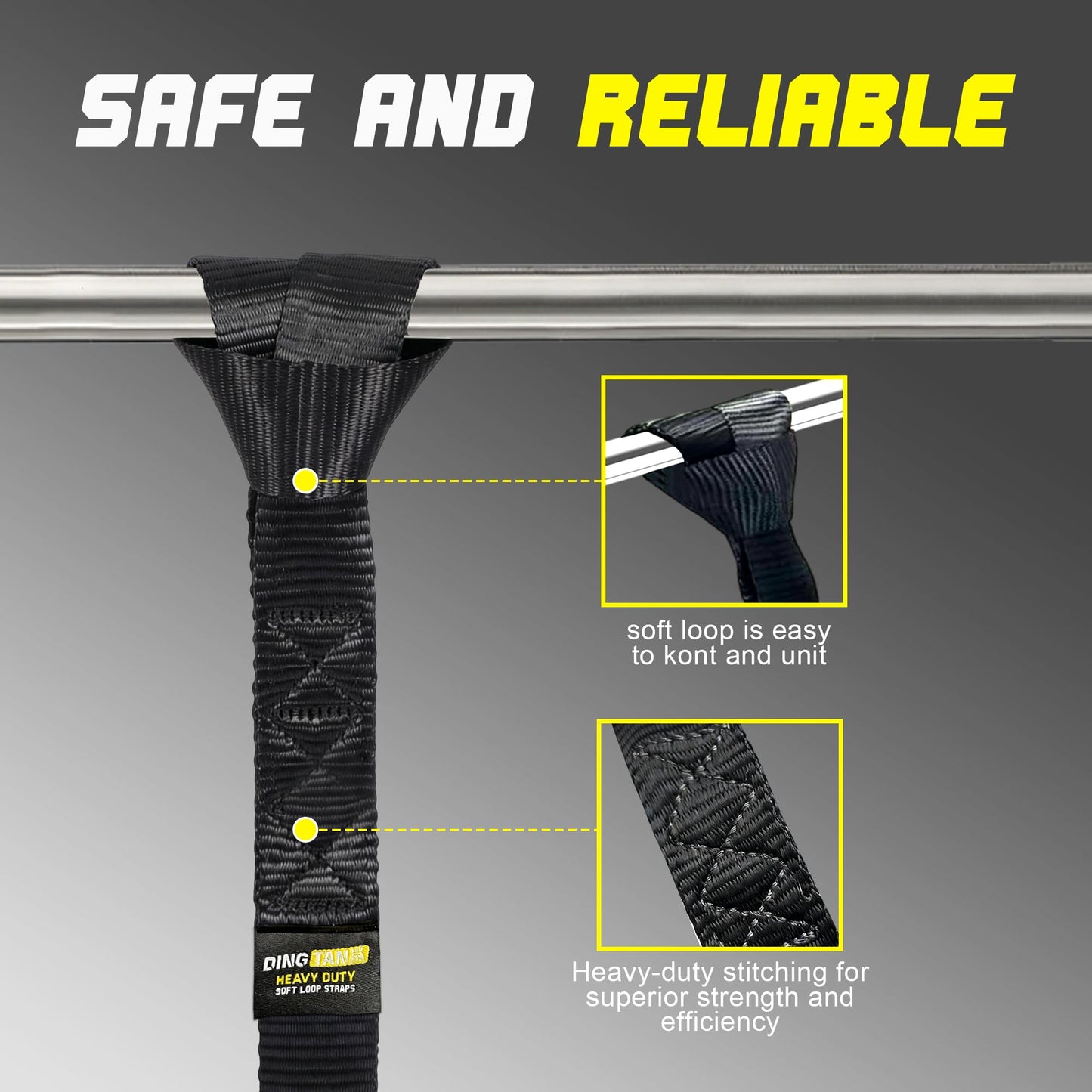 Soft Loop Tie Down Straps - 1.6'' x 17'' (4 Pack), 10000 Lbs Breaking Strength, Heavy Duty with Soft Loop Ends for Securing ATV, UTV, Motorcycles, Scooters, Dirt Bikes, Lawn Garden Equipment