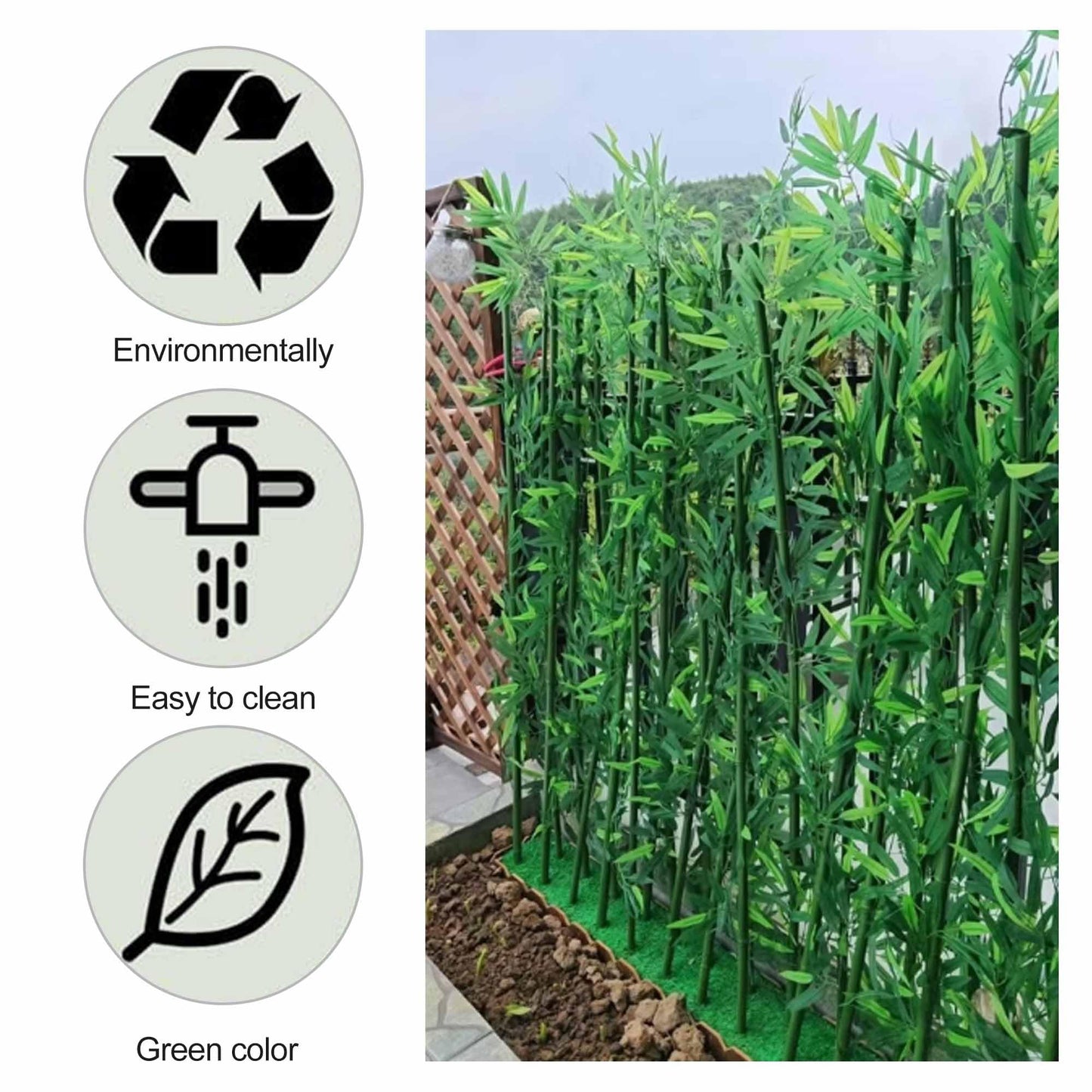 Artificial Bamboo Plant Balcony Privacy Screen Indoor Space Divider Plants Privacy Fence for Outdoor Garden Terrace Courtyard Entrance(100cm/3.3ft)