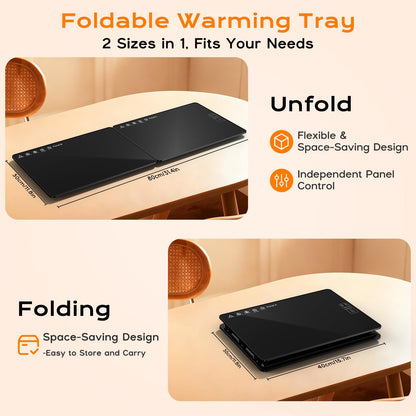 Electric Warming Mat for Food 32" x 12", Tempered Glass Top,Food Warmer Tray for Countertop, Parties Buffet,Gatherings,Adjustable 104–212°F with 1–12h Timer,Built-in Thermostat & Overheat Protection