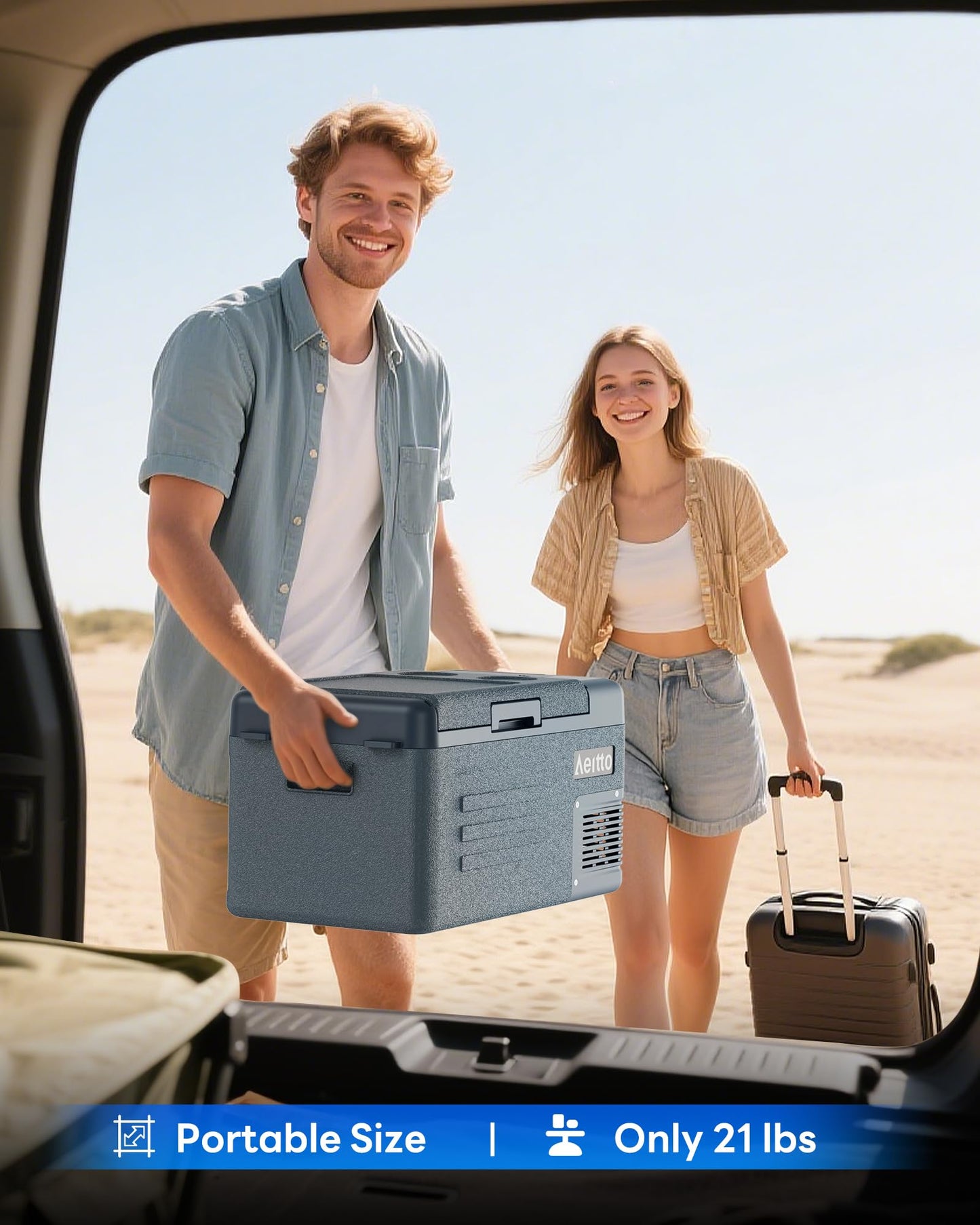Aeitto 12 Volt Car Refrigerator 20Quart Car Fridge Freezer Electric Cooler Portable Cooler 12V Fridge RV Refrigerator -4℉-68℉ Temp Control 12/24V DC & 100-240V AC for Travel, Camping, RV, Road