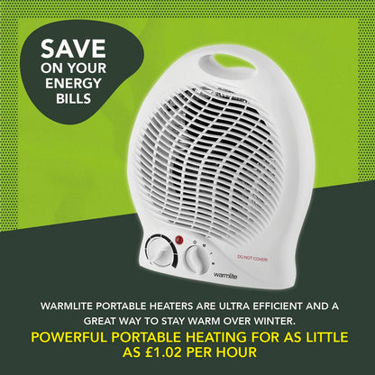 Warmlite WL44002 Thermo Fan Heater with 2 Heat Settings and Overheat Protection, 2000W, White