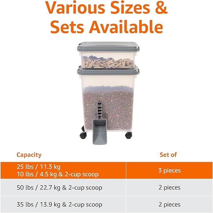 Amazon Basics 3-Piece Airtight Pet Food Storage Container Combo