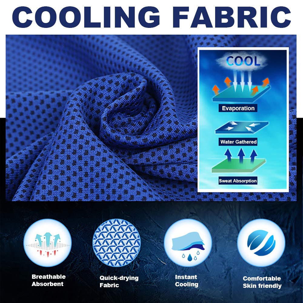 immoono Pack of 20 Cooling Towel 40x12'' Ice Towel for Neck and Face Microfiber Chilly with Bag Breathable Yoga Gym Stay Cool Towels Sweat Rag for Workout Running Camping Pilates Beach, Dark Blue