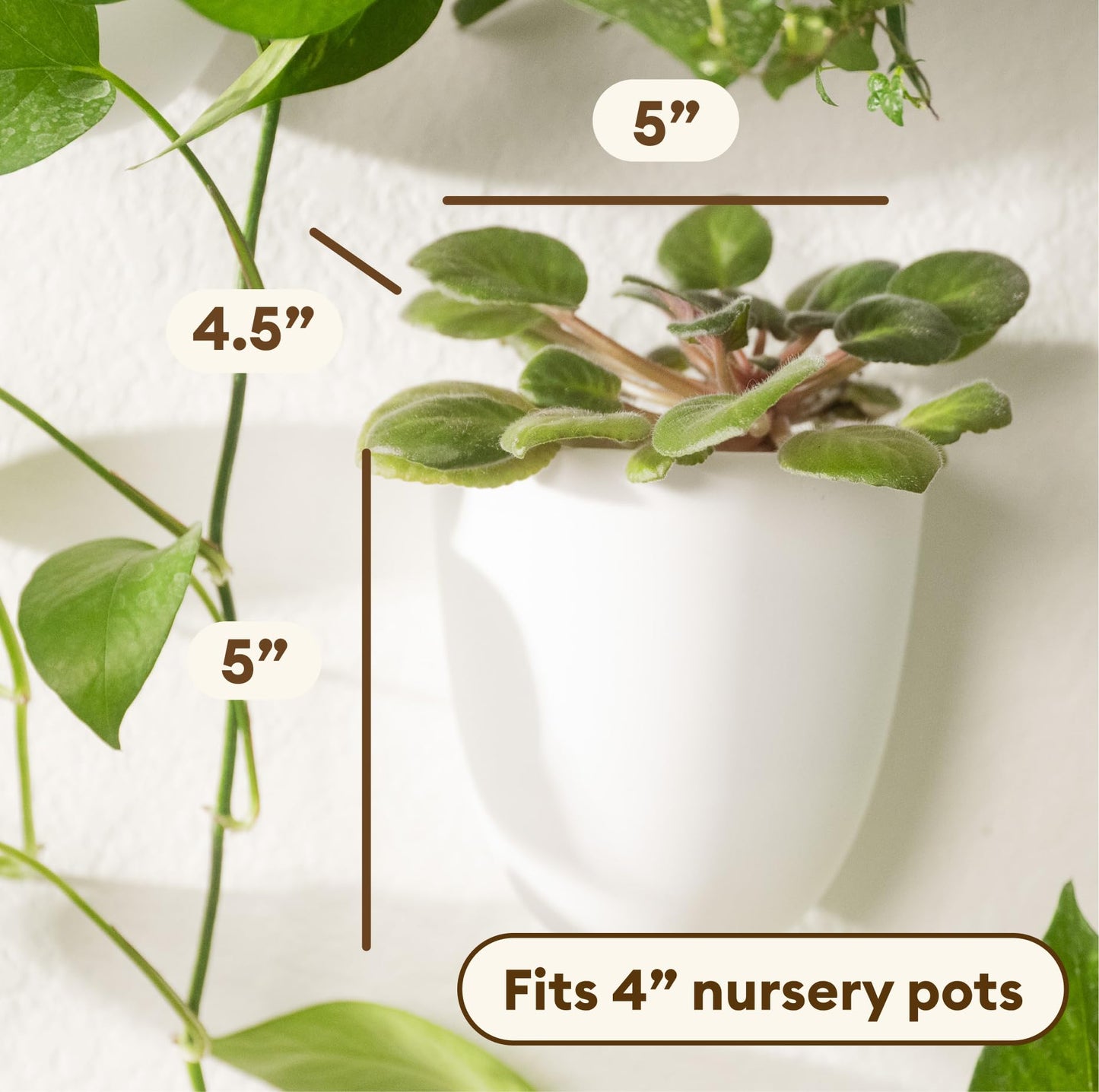 PlantPod Classic - Self-Watering Wall Planters (6, White) - Easy to Water and Install - Lightweight - Design Your Own Vertical Garden - Wall Planters for Indoor Plants