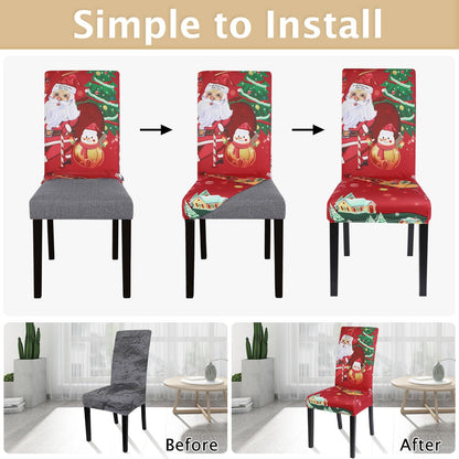 SearchI Christmas Dining Room Chair Covers Set of 6, Stretch Xmas Chair Slipcovers Protector, Spandex Washable Kitchen Parsons Chair Cover for Dining Room,Christmas Decor,Holiday Party(Santa Claus)